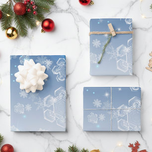 Feuille De Papier Cadeau Magnifique paysage hivernal bleu brillant à crista