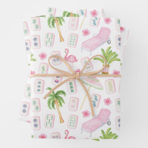 Feuille De Papier Cadeau Mahjong Watercolor Palm Beach