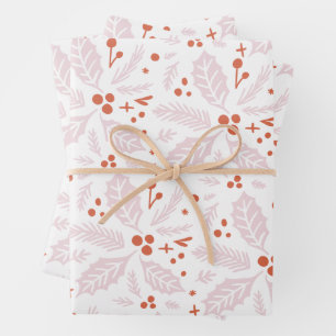 Feuille De Papier Cadeau Main blanche Berry dessinée multi-couleur rose rou