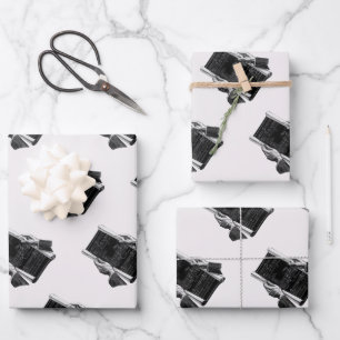 Feuille De Papier Cadeau Mains avec plans d'architecture bleus vintage entr