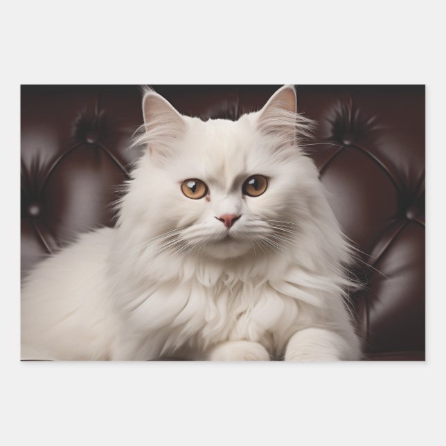 Feuille De Papier Cadeau Majestic white cat (Devant)