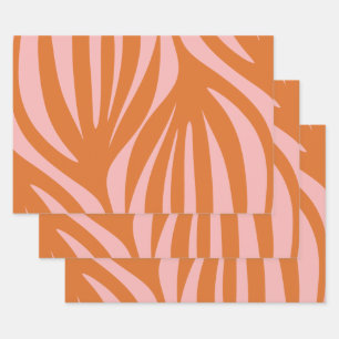 Feuille De Papier Cadeau Maldives Abstrait minimaliste Motif orange rose