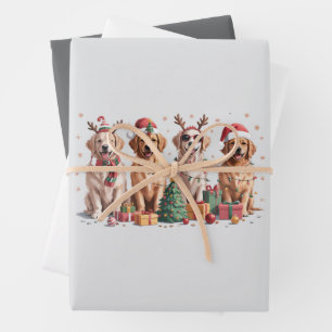 Feuille De Papier Cadeau Maman de Golden Retriever amoureuse de Noël pour X