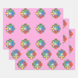 Feuille De Papier Cadeau Mandala de l'aquarelle de création