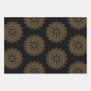 Feuille De Papier Cadeau Mandala et fleur