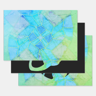 Feuille De Papier Cadeau Mandala Green Chalk Sketch