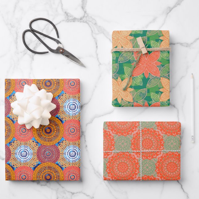 Feuille De Papier Cadeau Mandala Motif designs (Recto)