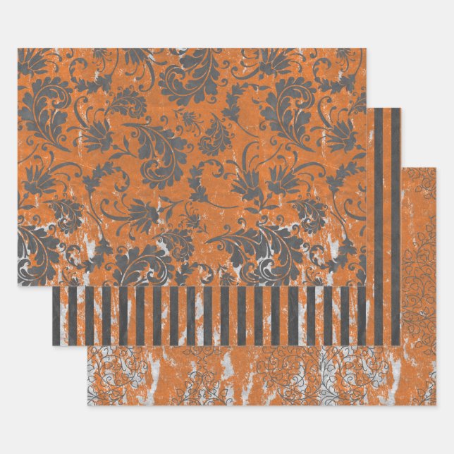 Feuille De Papier Cadeau Manipulé orange et gris (Lot)