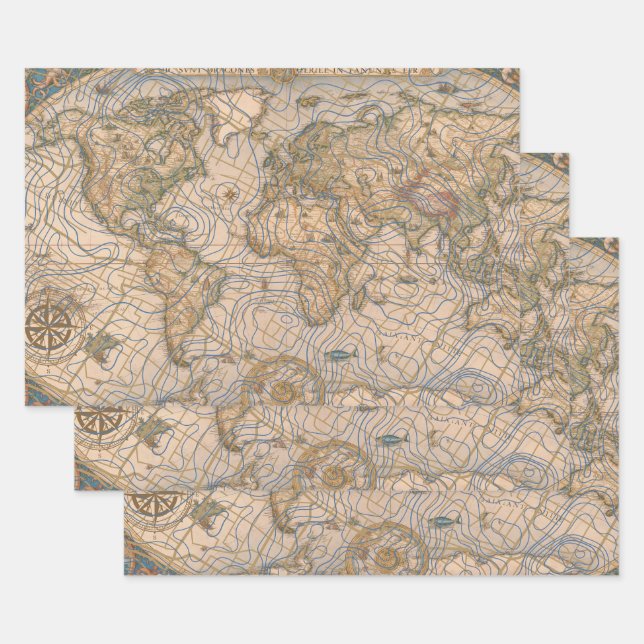 Feuille De Papier Cadeau Mappa Mundi (Lot)