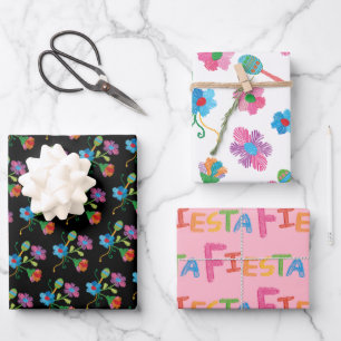 Feuille De Papier Cadeau Maracas de la Fête Florale Mexicaine
