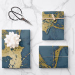 Feuille De Papier Cadeau Marbre bleu et or<br><div class="desc">Marbre bleu et or dans quelques motifs différents pour votre don élégant</div>