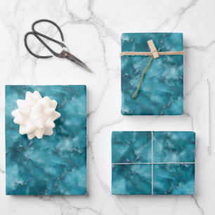 Feuille De Papier Cadeau Marbre Bleu Turquoise
