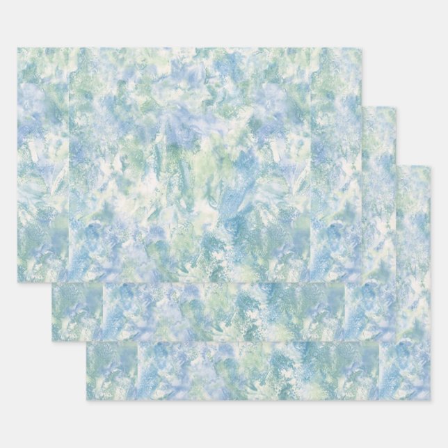 Feuille De Papier Cadeau Marbré bleu vert élégant (Lot)