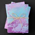 Feuille De Papier Cadeau Marbre Chic | Ombré Bleu Violet Pourpre Glamour Lu<br><div class="desc">Parfait pour les travaux manuels DIY, l'emballage de cadeaux et le découpage de meubles ! Marbre aquarelle amusant et girly dans un rose millennial audacieux et ludique, un bleu turquoise et une riche palette ombrée violette pour un effet licorne. Ce dégradé féminin peint à la main ajoute la touche de...</div>