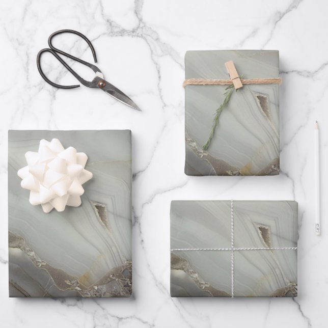 Feuille De Papier Cadeau Marbre gris avec Veine or (Recto)