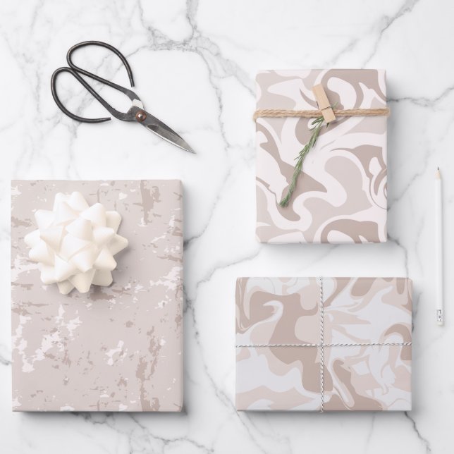 Feuille De Papier Cadeau Marbre moderne couleur neutre (Recto)