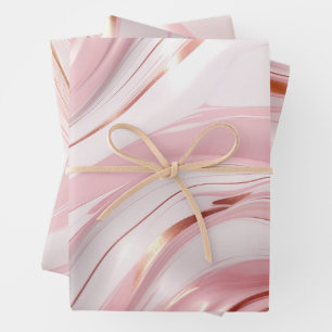 Feuille De Papier Cadeau Marbre rose et or