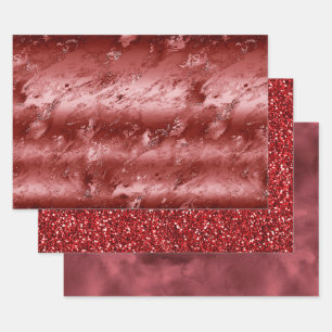 Feuille De Papier Cadeau Marbre rouge brillant