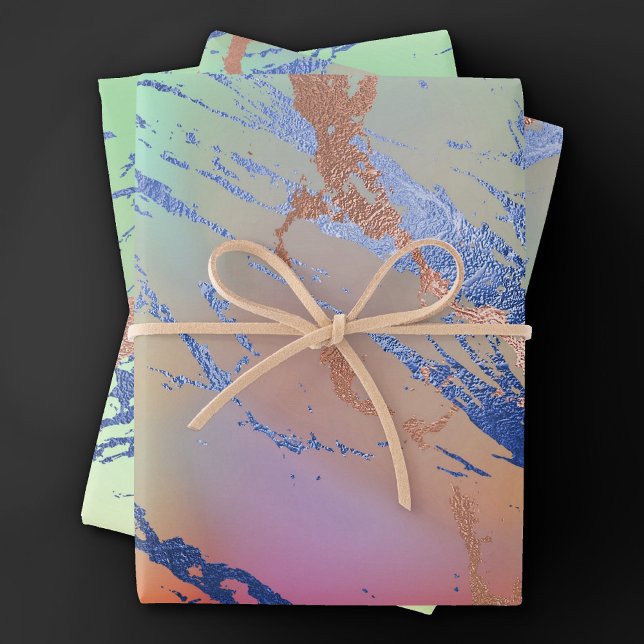 Feuille De Papier Cadeau Marbre vif | Aquarelle couleur gras pastel (Créateur téléchargé)