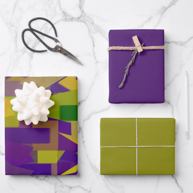 Feuille De Papier Cadeau Mardi Gras Blocks (Recto)