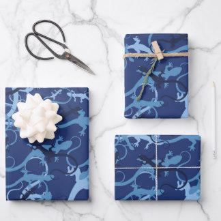 Feuille De Papier Cadeau Margouillats bleus