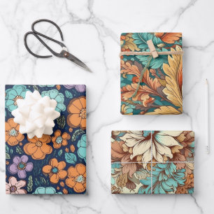 Feuille De Papier Cadeau Mariage Bohème Floral Vintage Anniversaire