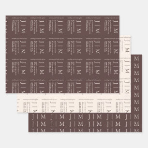 Feuille De Papier Cadeau Mariage Chic Formel Ivoire Brun Chocolat