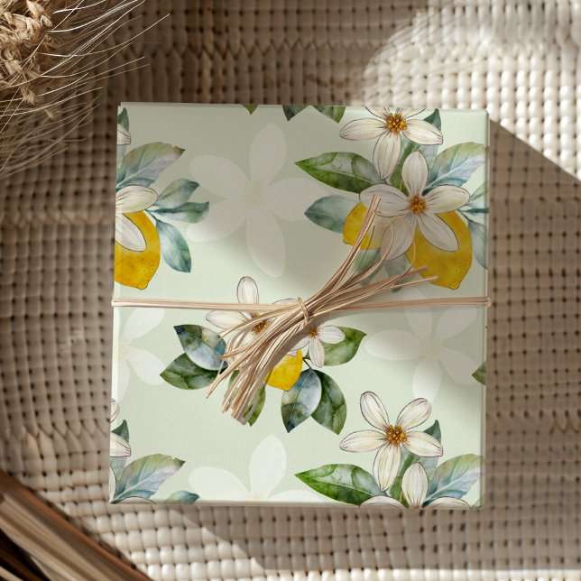 Feuille De Papier Cadeau Mariage Citron floral Moderne  (Créateur téléchargé)