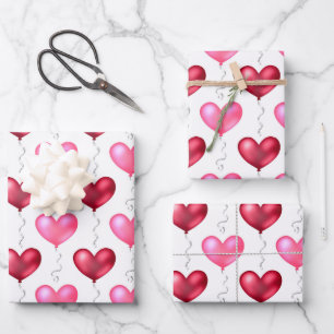Feuille De Papier Cadeau Mariage de la Saint-Valentin aux cœurs roses et ro