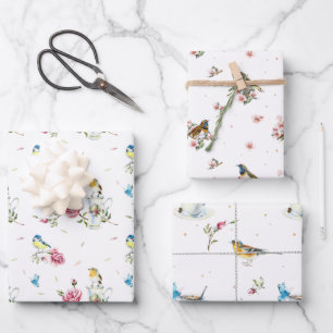 Feuille De Papier Cadeau Mariage de printemps Fête des mères Oiseaux à l'aq