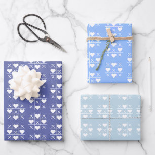 Feuille De Papier Cadeau Mariage double XOXO bleu personnalisé, Anniversair