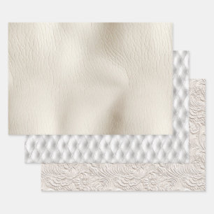 Feuille De Papier Cadeau Mariage en faux cuir crème blanc