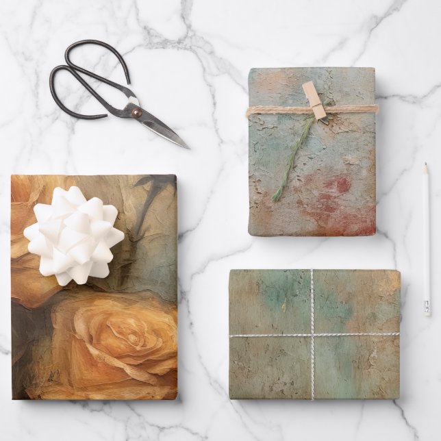 Feuille De Papier Cadeau Mariage Fête de mariage floral rose pêche (Recto)