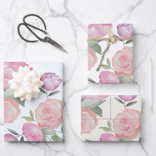 Feuille De Papier Cadeau Mariage floral aquarelle bohème