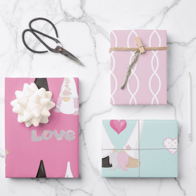 Feuille De Papier Cadeau Mariage Gnome (Recto)