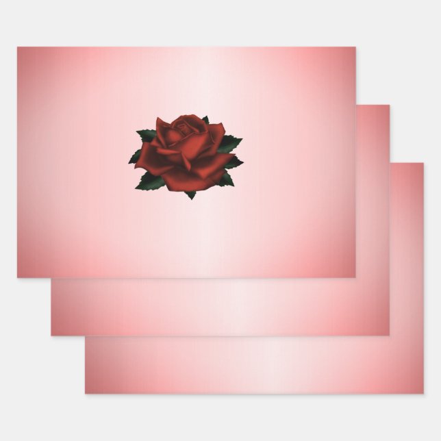 Feuille De Papier Cadeau Mariage gothique de Rose rouge (Lot)