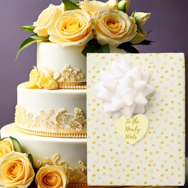 Feuille De Papier Cadeau Mariage-Jaune Fête des Mères-Saint Valentin-Cœurs (Hearts-2Yellow Wedding-Mothers Day-Valentine Wrapping Paper Sheets - Wedding Cake -by Leapfroglisics)