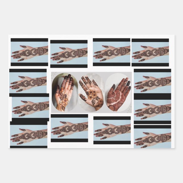 Feuille De Papier Cadeau Mariage Mehandi Design Mehndi Invitation créative (Devant 2)