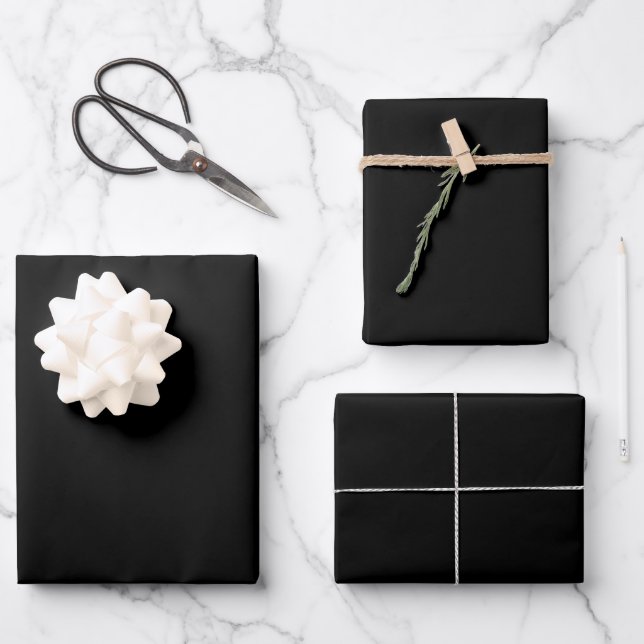 FEUILLE DE PAPIER CADEAU MARIAGE NOIR SIMPLE ET MODERNE ÉLÉGANT (Recto)