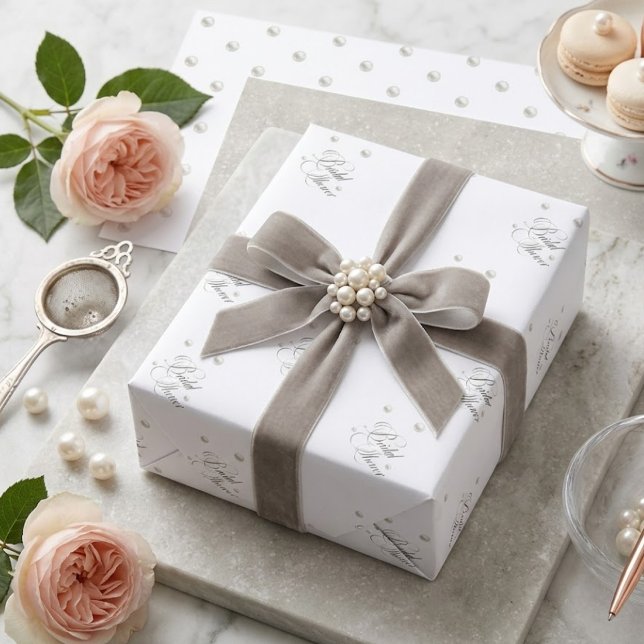 Feuille De Papier Cadeau Mariage Perles Blanches (Créateur téléchargé)