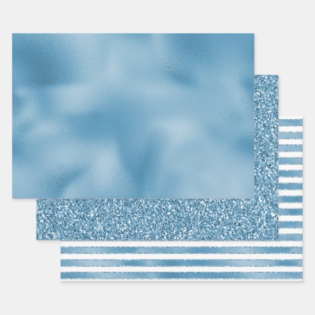 Feuille De Papier Cadeau Mariage Turquoise Bleu   (Lot)