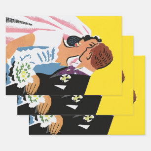 Feuille De Papier Cadeau Mariage vintage, mariée et chambre jeunes mariés s