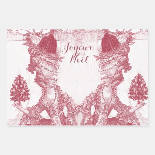 Feuille De Papier Cadeau Marie Antoinette Joyeux Noel (Devant)