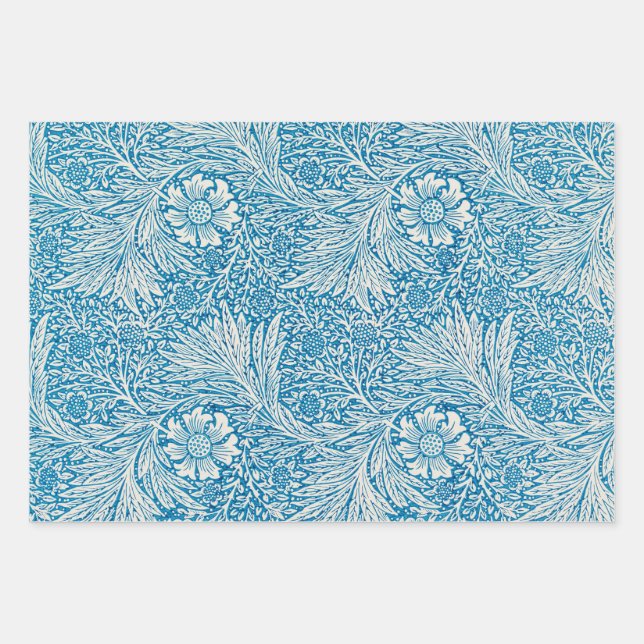 Feuille De Papier Cadeau Marigold Blue White Motif de William Morris (Devant)