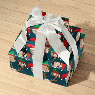 Feuille De Papier Cadeau Marine Blue Christmas Crew Six Photo Custom
