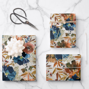 Feuille De Papier Cadeau Marine & Coffee Peony Jardin en fin de saison