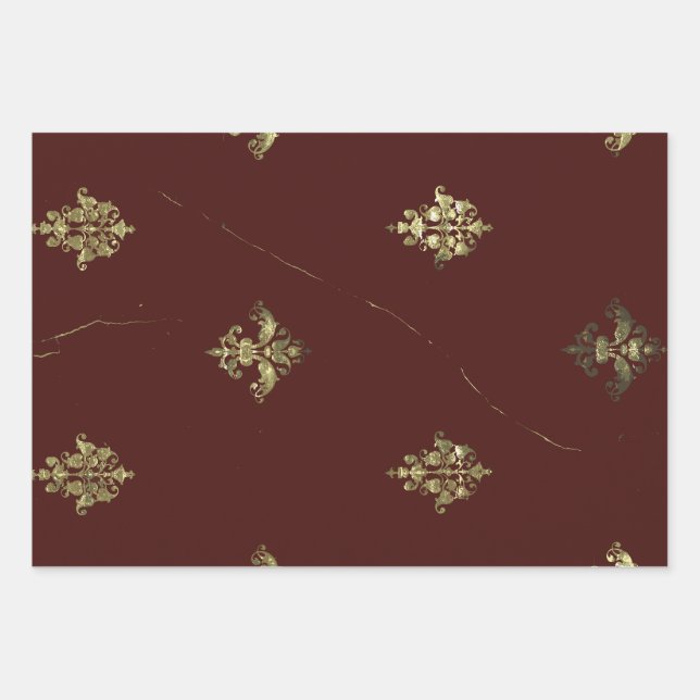 Feuille De Papier Cadeau Maroon Antique Textiles pour vacances Toute occasi (Devant)