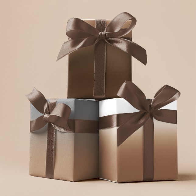 Feuille De Papier Cadeau Marron clair et gris ombré mélange de blanc (White Brown Grey and Light Brown Ombre Mix Wrapping Paper Sheets)