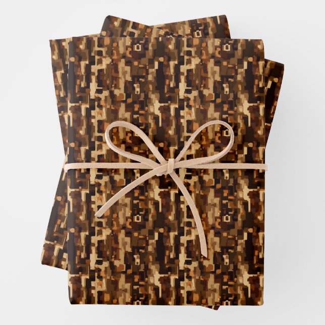 Feuille De Papier Cadeau Marron et Noir Abstrait (En situation)
