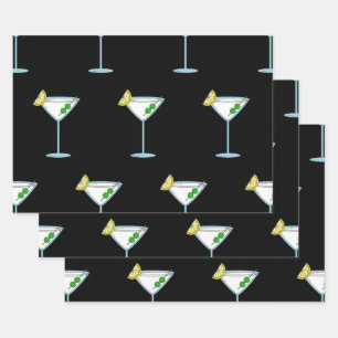 Feuille De Papier Cadeau Martini Amateurs De Cocktail Bar De Verre Alcool